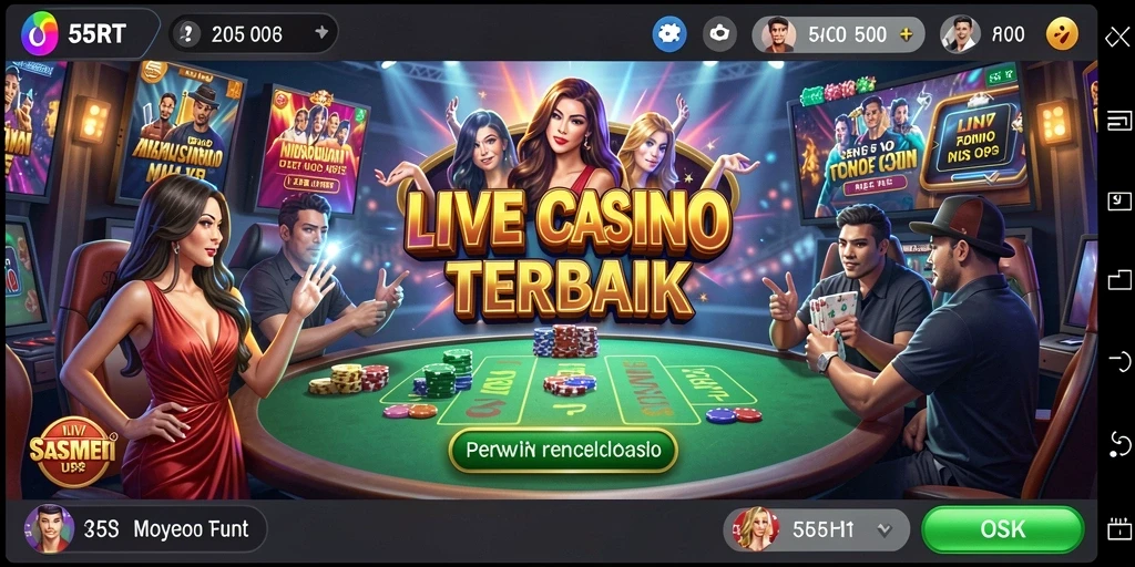 Gameplay mendebarkan 55RT yang menampilkan dealer profesional.