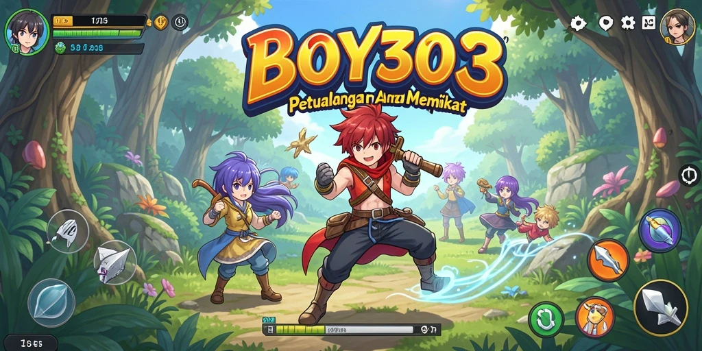 Gameplay seru dengan karakter anime yang berwarna-warni dan menarik.