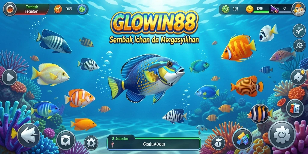 Screenshot gameplay GLOWIN88 menampilkan suasana menembak ikan yang seru.