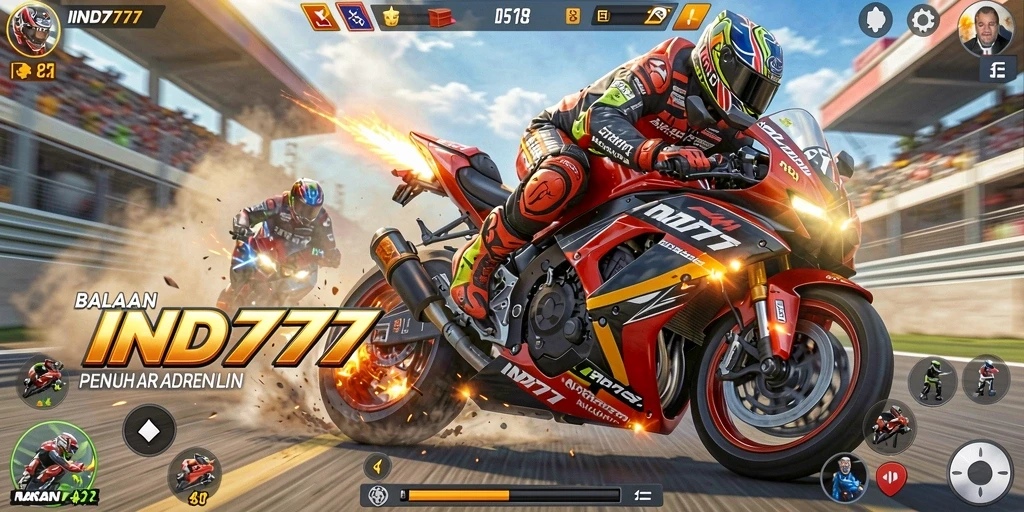 Gameplay IND777 yang menegangkan dan penuh aksi balapan motor.
