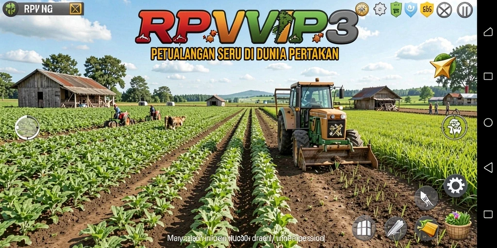 Tangkapan layar RPVIP3 menunjukkan pengalaman bermain bertani yang mengasyikkan.
