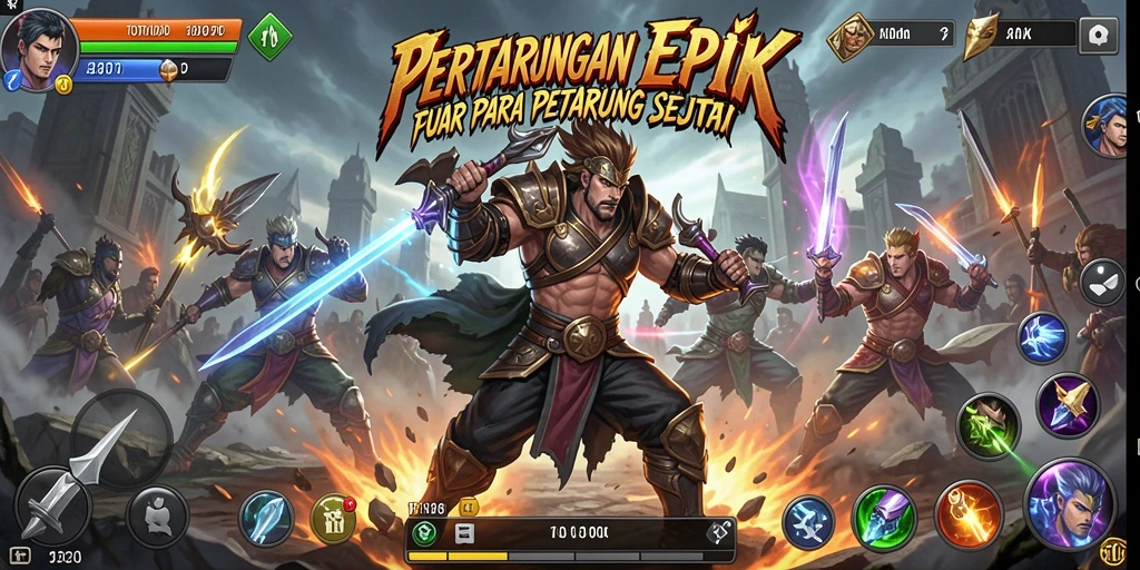 Gameplay TOTO1000 menampilkan pertarungan yang intens dan mendebarkan.